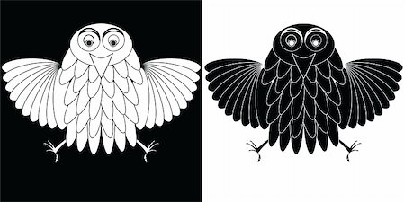pattern art owl - stylized owl cartoon, abstract vector art illustration Stock Photo - Budget Royalty-Free & Subscription, Code: 400-04847243