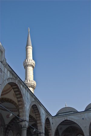famous turkish mosque images - One of the white  minarets of the Blue Mosque Stock Photo - Budget Royalty-Free & Subscription, Code: 400-04847270