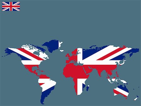 states flag and atlas - union jack world map, abstract vector art illustration Stock Photo - Budget Royalty-Free & Subscription, Code: 400-04847703