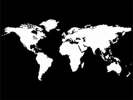 simsearch:400-04847731,k - white world map isolated on black background, abstract art illustration Stockbilder - Microstock & Abonnement, Bildnummer: 400-04847731