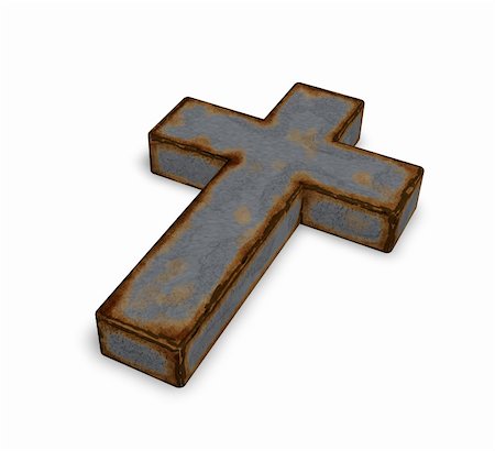 simsearch:400-06087640,k - rusty christian cross on white background - 3d illustration Stock Photo - Budget Royalty-Free & Subscription, Code: 400-04847779
