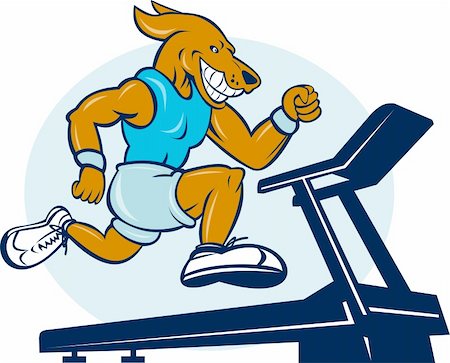 cartoon illustration of a Dog running on tread mill isolated on white background Stock Photo - Budget Royalty-Free & Subscription, Code: 400-04848144