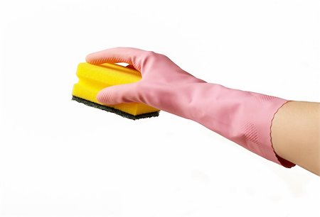 rubber hand gloves - Isolated woman's hand holding a sponge Stock Photo - Budget Royalty-Free & Subscription, Code: 400-04848311