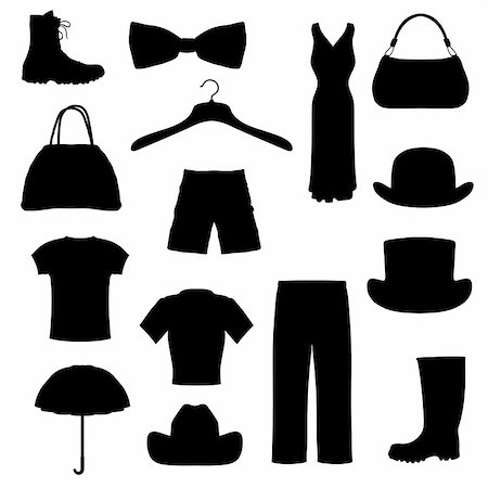 isolated silhouettes of different clothing and accessories Stock Photo - Budget Royalty-Free & Subscription, Code: 400-04848476