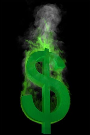3d rendered illustration of a dollar sign in fire Stock Photo - Budget Royalty-Free & Subscription, Code: 400-04848546