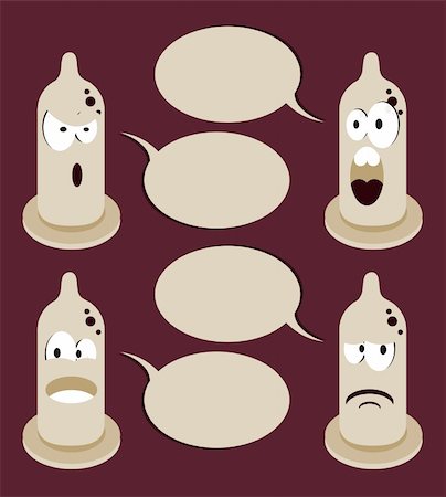 4 funny cartoon condom talking bubble speech Stock Photo - Budget Royalty-Free & Subscription, Code: 400-04848639