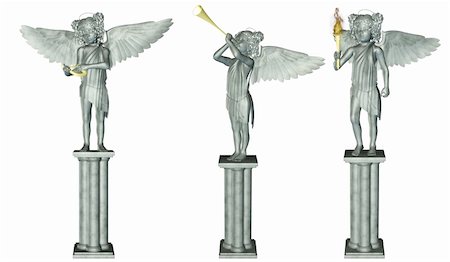 angel statue in silver - isolated on white Stock Photo - Budget Royalty-Free & Subscription, Code: 400-04848698
