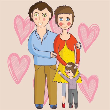 sashayezik (artist) - Family with Pregnant Mom - Vector Foto de stock - Super Valor sin royalties y Suscripción, Código: 400-04848855