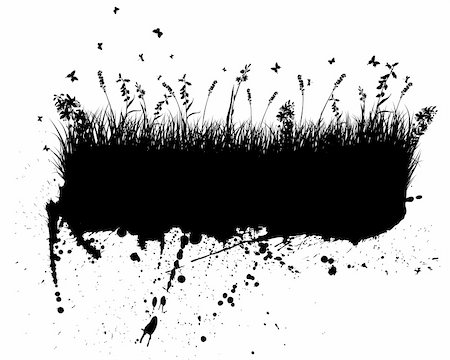 Vector grunge grass silhouettes background. All objects are separated. Stock Photo - Budget Royalty-Free & Subscription, Code: 400-04848866