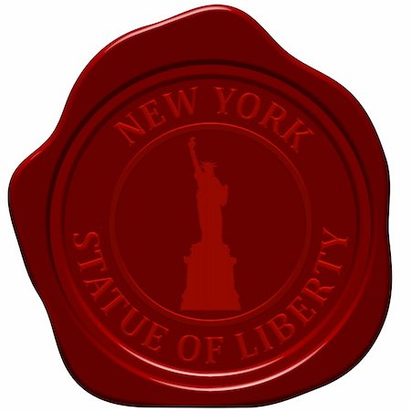 Statue of liberty. Sealing wax stamp for design use. Fotografie stock - Microstock e Abbonamento, Codice: 400-04848878