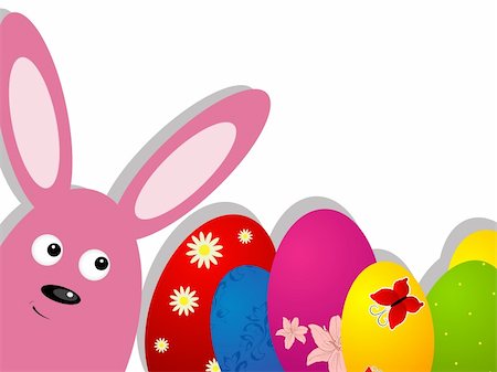 simsearch:400-08933060,k - Vector Easter greeting card with rabbit and eggs Foto de stock - Super Valor sin royalties y Suscripción, Código: 400-04848992