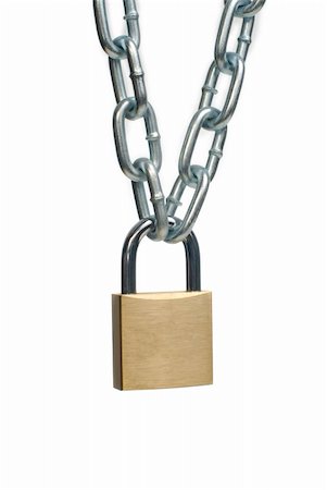 Closed padlock and chain isolated on white background. Stock Photo - Budget Royalty-Free & Subscription, Code: 400-04849051
