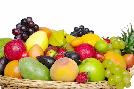 A big variety of exotic fruits in a basket from close Stock Photo - Budget Royalty-Free & Subscription, Code: 400-04849121