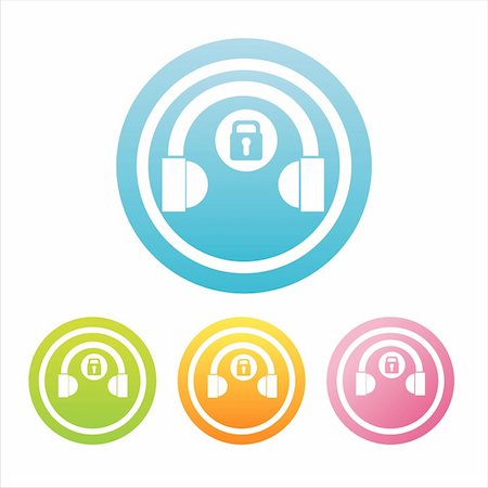 simsearch:400-05725983,k - set of 4 colorful headphones signs Foto de stock - Royalty-Free Super Valor e Assinatura, Número: 400-04849211