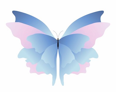 Illustration of a pink and blue butterfly on a white background Stock Photo - Budget Royalty-Free & Subscription, Code: 400-04849228