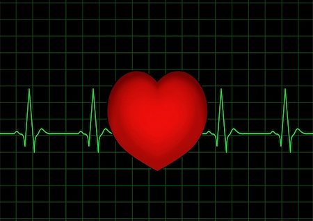 simsearch:400-05150796,k - Illustration of a graph heart monitor and a heart Fotografie stock - Microstock e Abbonamento, Codice: 400-04849248