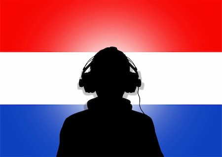 simsearch:400-04842256,k - Illustration of a person wearing headphones in-front of the flag of The Netherlands Photographie de stock - Aubaine LD & Abonnement, Code: 400-04849295