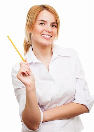 raysay (artist) - Business woman holding a pencil and smiling Foto de stock - Royalty-Free Super Valor e Assinatura, Número: 400-04849526