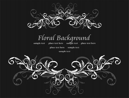 flower decoration white and black - Floral background for design card. vector Stock Photo - Budget Royalty-Free & Subscription, Code: 400-04849632