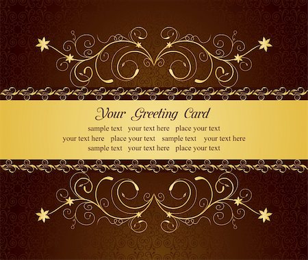 simsearch:400-04849660,k - Illustration gold floral greeting cards and invitation - vector Stock Photo - Budget Royalty-Free & Subscription, Code: 400-04849644