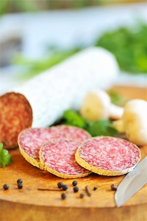 salami slices Stock Photo - Budget Royalty-Free & Subscription, Code: 400-04849953