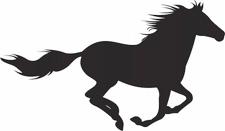 horse silhouette isolated on white background. Vector illustration Stock Photo - Budget Royalty-Free & Subscription, Code: 400-04840053
