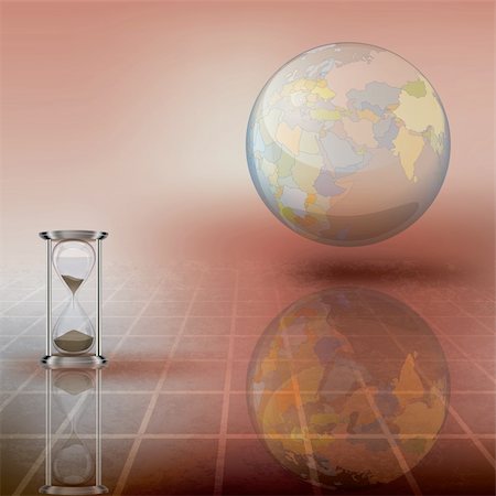 abstract illustration with globe and hourglass on brown Foto de stock - Super Valor sin royalties y Suscripción, Código: 400-04840124