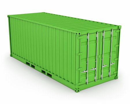 simsearch:400-05320164,k - Green freight container isolated on white background Foto de stock - Super Valor sin royalties y Suscripción, Código: 400-04840160