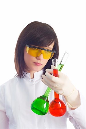 simsearch:400-04779277,k - Woman with chemical tubes in the laboratory on white Foto de stock - Super Valor sin royalties y Suscripción, Código: 400-04840307