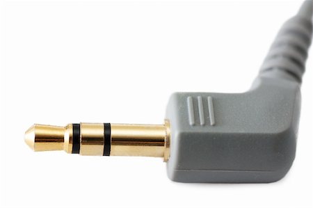 simsearch:400-04364211,k - Golden headphone plug isolated on white Photographie de stock - Aubaine LD & Abonnement, Code: 400-04840509