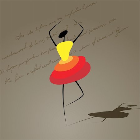 drawing girls body - Vector picture with silhouette of dancing girl Foto de stock - Super Valor sin royalties y Suscripción, Código: 400-04840545