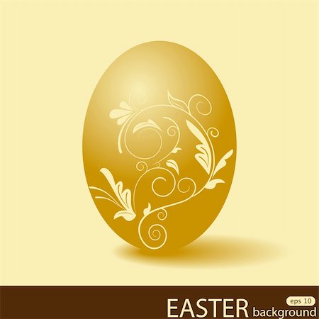 Vector picture with golden easter egg Stock Photo - Budget Royalty-Free & Subscription, Code: 400-04840548