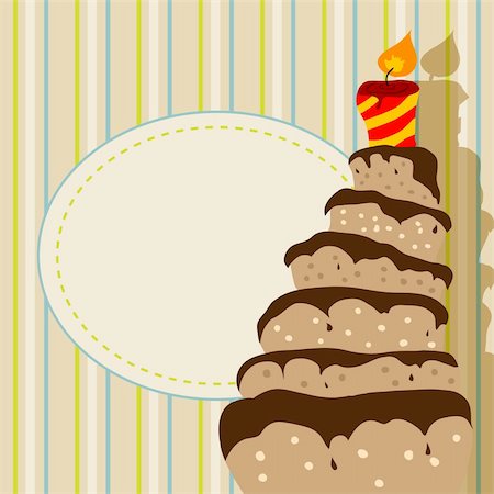 Vector picture with birthday cake Stock Photo - Budget Royalty-Free & Subscription, Code: 400-04840549
