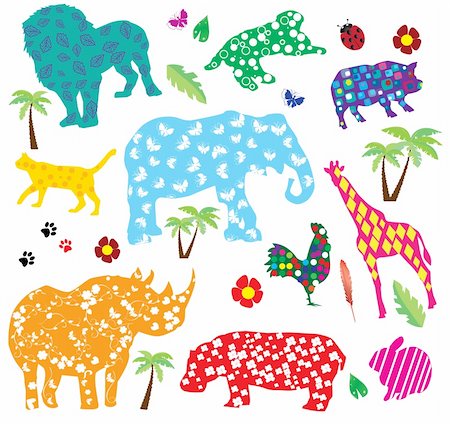 vector illustration of animals with patterns Stock Photo - Budget Royalty-Free & Subscription, Code: 400-04840623