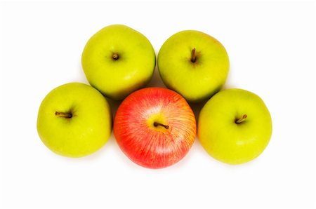 simsearch:400-04243170,k - Stand out from crowd concept with apples isolated on white Stock Photo - Budget Royalty-Free & Subscription, Code: 400-04840658