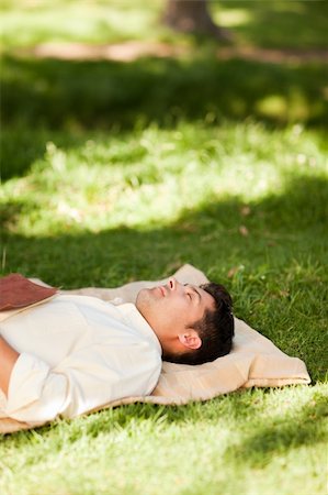 Man lying in the park with his book Stock Photo - Budget Royalty-Free & Subscription, Code: 400-04841133