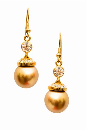 simsearch:400-05297829,k - Pair of earrings isolated on the white background Photographie de stock - Aubaine LD & Abonnement, Code: 400-04841213