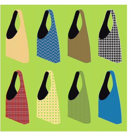 fthes (artist) - vector set of three reusable shopping bags with various patterns Stockbilder - Microstock & Abonnement, Bildnummer: 400-04841292