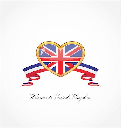 a heart with the flag of united kingdom with ribbon Stock Photo - Budget Royalty-Free & Subscription, Code: 400-04841363