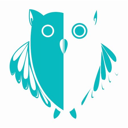 stylized owl blue, abstract vector art illustration Stock Photo - Budget Royalty-Free & Subscription, Code: 400-04841527