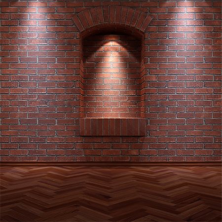 simsearch:400-04749646,k - old grunge interior with brick wall and wooden floor. Stock Photo - Budget Royalty-Free & Subscription, Code: 400-04841578