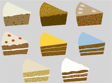 sponge puddings - illustration of eight slices of cake Stock Photo - Budget Royalty-Free & Subscription, Code: 400-04842027