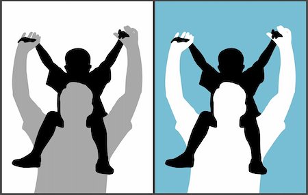 parent holding hands child silhouette - Two versions of a father and his son on isolated white background and blue background. EPS file available. Stock Photo - Budget Royalty-Free & Subscription, Code: 400-04842184