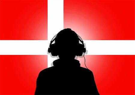 simsearch:400-04842256,k - Illustration of a person wearing headphones in-front of the flag of Denmark Photographie de stock - Aubaine LD & Abonnement, Code: 400-04842244