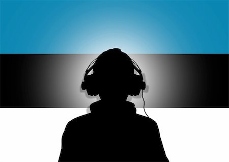 simsearch:400-04842256,k - Illustration of a person wearing headphones in-front of the flag of Estonia Photographie de stock - Aubaine LD & Abonnement, Code: 400-04842245