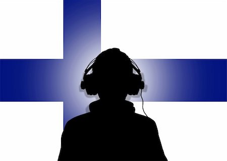 simsearch:400-04842256,k - Illustration of a person wearing headphones in-front of the flag of Finland Photographie de stock - Aubaine LD & Abonnement, Code: 400-04842246