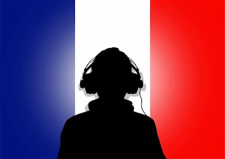 simsearch:400-04842256,k - Illustration of a person wearing headphones in-front of the flag of France Photographie de stock - Aubaine LD & Abonnement, Code: 400-04842247