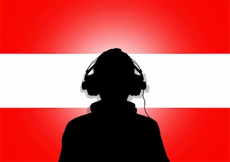 simsearch:400-04842256,k - Illustration of a person wearing headphones in-front of the flag of Austria Photographie de stock - Aubaine LD & Abonnement, Code: 400-04842240