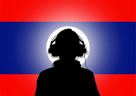 simsearch:400-04842256,k - Illustration of a person wearing headphones in-front of the flag of Laos Photographie de stock - Aubaine LD & Abonnement, Code: 400-04842254