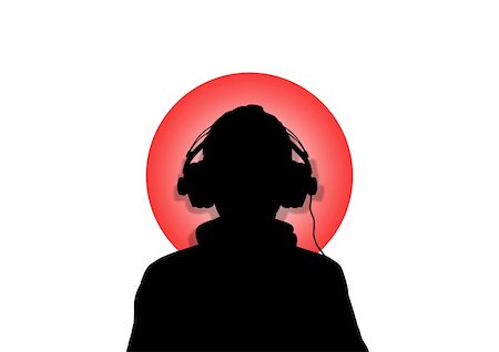 simsearch:400-04842256,k - Illustration of a person wearing headphones in-front of the flag of Japan Photographie de stock - Aubaine LD & Abonnement, Code: 400-04842251